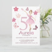 ピンクバレリナガール誕生日招待状 招待状 (スタンド正面)