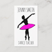 ピンクバレリナシルエットバレエトーダンス先生 名刺 (正面)
