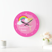 ピンクバレリナダンサーブロンドガールカスタム ラージ壁時計 (ホーム)