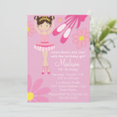 ピンクバレリナダンスパーティー誕生日招待状1 招待状 (スタンド正面)