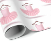 ピンクバレリナツチュウウォーターカラーベビーシャワー ラッピングペーパー (ロールコーナー)