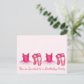ピンクバレリナツチュバースデーパーティーの招待 インビテーションポストカード (スタンド正面)
