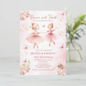 ピンクバレリナトゥトゥゥシスター兄弟姉妹パーティー 招待状 (スタンド正面)