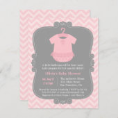 ピンクバレリナトゥトゥガールベビーシャワー招待状 招待状 (正面/裏面)