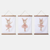 ピンクバレリナバニーガールズ子供部屋ベッドルームトドラー 吊り下げ型タペストリー (トリプル)