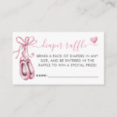 ピンクバレリナバレエシューズガールおむつラッフル エンクロージャーカード (正面)