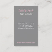 ピンクバレリナバレエスタジオインストラクターグレー 名刺 (裏面)