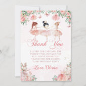 ピンクバレリナバレエ誕生日サンキューカード サンキューカード (正面)