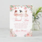 ピンクバレリナバレエ誕生日サンキューカード サンキューカード (スタンド正面)