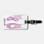 ピンクバレリナパーソナライズされたバレエ ラゲッジタグ (正面横)