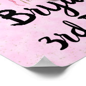 ピンクバレリナベアグリッターバルーンバースデーパーティー ポスター (角)