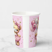 ピンクバレリナベアグリッターバルーンバースデーパーティー 紙コップ (左)