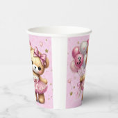 ピンクバレリナベアグリッターバルーンバースデーパーティー 紙コップ (右)