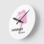 ピンクバレリパーソナライズされたナウォールクロック ラウンド壁時計 (傾斜)