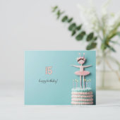 ピンクバレリーナお誕生日ケーキ ポストカード (スタンド正面)