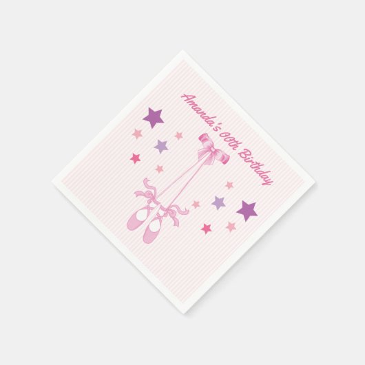 ピンクバレリーナをテーマにした誕生日パパーソナライズされたーティ スタンダードカクテルナプキン (角)