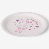 ピンクバレリーナをテーマにした誕生日パパーソナライズされたーティ ペーパープレート (アングル)