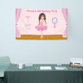 ピンクバレリーナをテーマにした誕生日パパーソナライズされたーティ 横断幕 (トレードショー)