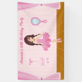 ピンクバレリーナをテーマにした誕生日パパーソナライズされたーティ 横断幕 (縦)