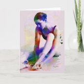 ピンクバレリーナウォーターカラーコンテンポラリーアート カード (正面)