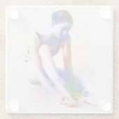 ピンクバレリーナウォーターカラーコンテンポラリーアート ガラスコースター (裏面)