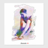 ピンクバレリーナウォーターカラーコンテンポラリーアート シール (シート)