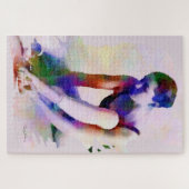 ピンクバレリーナウォーターカラーコンテンポラリーアート ジグソーパズル (横)