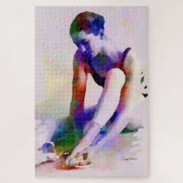 ピンクバレリーナウォーターカラーコンテンポラリーアート ジグソーパズル