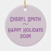 ピンクバレリーナウォーターカラーコンテンポラリーアート セラミックオーナメント (裏面)