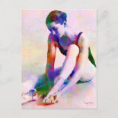 ピンクバレリーナウォーターカラーコンテンポラリーアート ポストカード (正面)