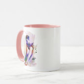 ピンクバレリーナウォーターカラーコンテンポラリーアート マグカップ (正面左)
