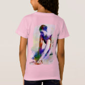 ピンクバレリーナウォーターカラーコンテンポラリーアート Tシャツ (裏面)