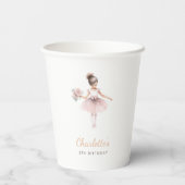 ピンクバレリーナガールバースデーパーティーウォーター色 紙コップ (裏面)
