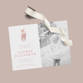 ピンクバレリーナシューズ女の子フォトバースデーパーティー 招待状