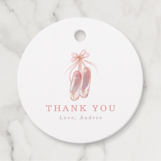 ピンクバレリーナシューズ誕生日パーティーありがとう フェイバータグ (正面)