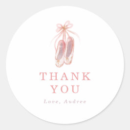 ピンクバレリーナシューズ誕生日パーティーありがとう ラウンドシール
