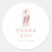 ピンクバレリーナシューズ誕生日パーティーありがとう ラウンドシール (正面)