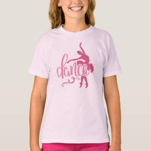 ピンクバレリーナシルエットバレエダンス Tシャツ