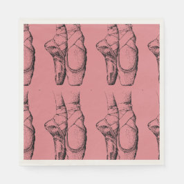 ピンクバレリーナスリッパーズバレエ紙ナプキンズ スタンダードランチョンナプキン