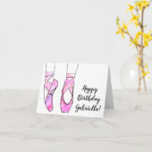 ピンクバレリーナバレエ誕生日パーティー カード (黄色い花)