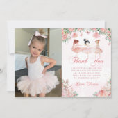 ピンクバレリーナバレエ誕生日写真 サンキューカード (正面)