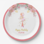 ピンクバレリーナバースデーパーティーシャワーカスタム ペーパープレート (正面)
