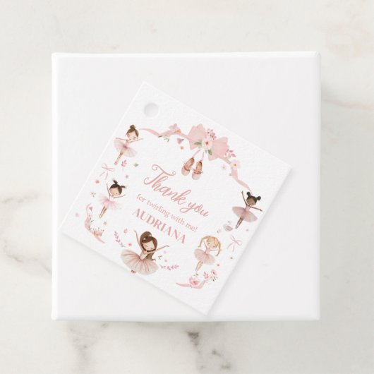 ピンクバレリーナバースデーパーティースクエア フェイバータグ (インサイチュ)