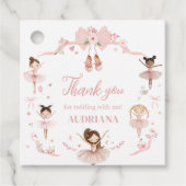 ピンクバレリーナバースデーパーティースクエア フェイバータグ (正面)