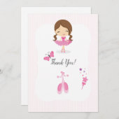 ピンクバレリーナバースデーパーティー サンキューカード (正面/裏面)