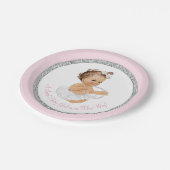 ピンクバレリーナパールベビーガールシャワー ペーパープレート (アングル)