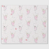 ピンクバレリーナピンクハートガールダンサー ラッピングペーパー (フラット)