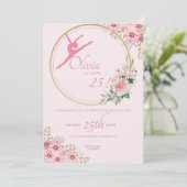 ピンクバレリーナフローラ誕生日パーティー 招待状 (スタンド正面)