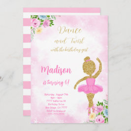 ピンクバレリーナ招待状 招待状
