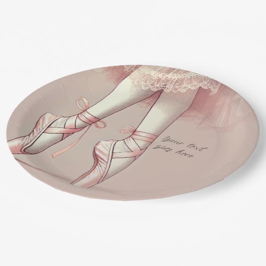 ピンクバレリーナ指先誕生日パーティー ペーパープレート (アングル)